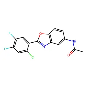 N-[2-(2-chloro-4,5-difluorophenyl)-1,3-benzoxazol-5-yl]acetamide structure