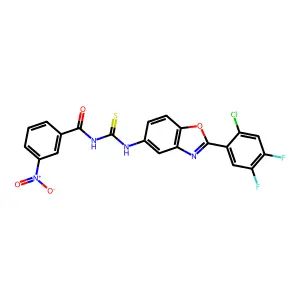 N-[[2-(2-chloro-4,5-difluorophenyl)-1,3-benzoxazol-5-yl]carbamothioyl]-3-nitrobenzamide structure