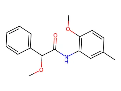 2-methoxy-N-(2-methoxy-5-methylphenyl)-2-phenylacetamide structure