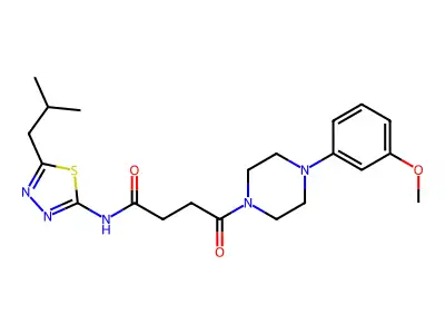 4-[4-(3-methoxyphenyl)piperazin-1-yl]-N-[5-(2-methylpropyl)-1,3,4-thiadiazol-2-yl]-4-oxobutanamide structure