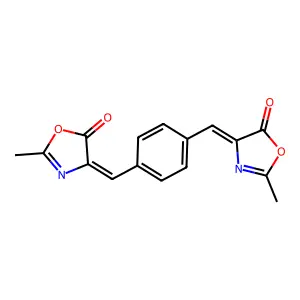 4,4'-(1,4-phenylenedimethylylidene)bis(2-methyl-1,3-oxazol-5(4H)-one) structure