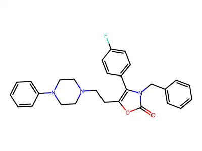 2(3H)-Oxazolone, 4-(4-fluorophenyl)-3-(phenylmethyl)-5-(2-(4-phenyl-1-piperazinyl)ethyl)- structure