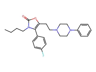 2(3H)-Oxazolone, 3-butyl-4-(4-fluorophenyl)-5-(2-(4-phenyl-1-piperazinyl)ethyl)- structure