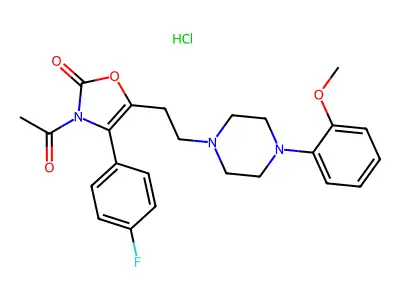 3-Acetyl-4-(4-fluorophenyl)-5-(2-(4-(2-methoxyphenyl)-1-piperazinyl)ethyl)-2(3H)-oxazolone HCl structure