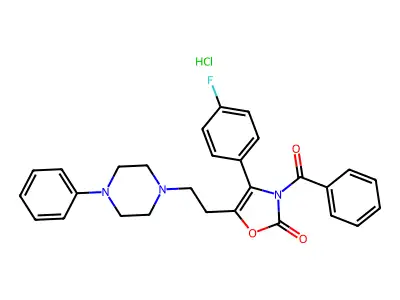 2(3H)-Oxazolone, 3-benzoyl-4-(4-fluorophenyl)-5-(2-(4-phenyl-1-piperazinyl)ethyl)-, monohydrochloride structure
