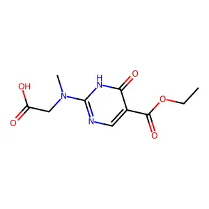 2-[(5-ethoxycarbonyl-6-oxo-1H-pyrimidin-2-yl)-methylamino]acetic acid structure