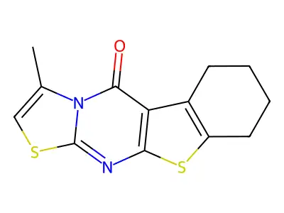 3-methyl-6,7,8,9-tetrahydro-5H-benzo[4,5]thieno[2,3-d]thiazolo[3,2-a]pyrimidin-5-one structure