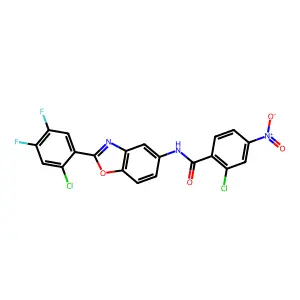 2-chloro-N-[2-(2-chloro-4,5-difluorophenyl)-1,3-benzoxazol-5-yl]-4-nitrobenzamide structure