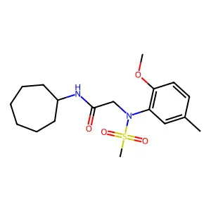 N-cycloheptyl-2-(2-methoxy-5-methyl-N-methylsulfonylanilino)acetamide structure
