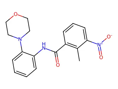 2-methyl-N-(2-morpholin-4-ylphenyl)-3-nitrobenzamide structure