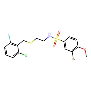 3-bromo-N-[2-[(2-chloro-6-fluorophenyl)methylsulfanyl]ethyl]-4-methoxybenzenesulfonamide structure