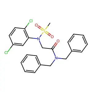 N,N-dibenzyl-2-(2,5-dichloro-N-methylsulfonylanilino)acetamide structure