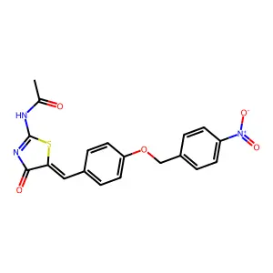 N-[(5Z)-5-[[4-[(4-nitrophenyl)methoxy]phenyl]methylidene]-4-oxo-1,3-thiazol-2-yl]acetamide structure