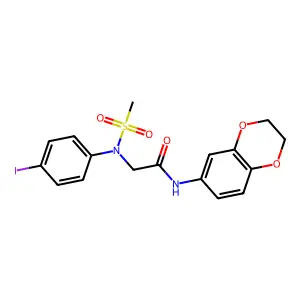 N-(2,3-dihydro-1,4-benzodioxin-6-yl)-2-(4-iodo-N-methylsulfonylanilino)acetamide structure