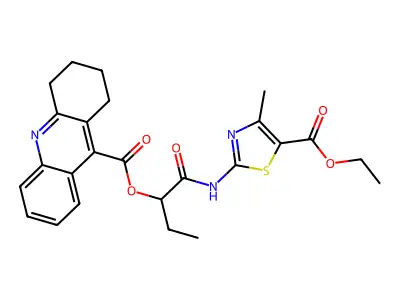 1-{[5-(ethoxycarbonyl)-4-methyl-1,3-thiazol-2-yl]amino}-1-oxobutan-2-yl 1,2,3,4-tetrahydroacridine-9-carboxylate structure