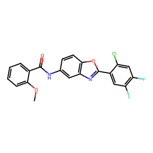 N-[2-(2-chloro-4,5-difluorophenyl)-1,3-benzoxazol-5-yl]-2-methoxybenzamide structure