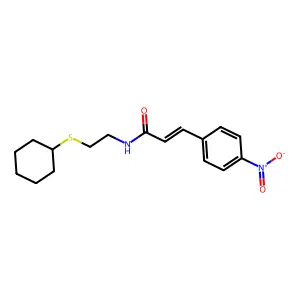 (E)-N-(2-cyclohexylsulfanylethyl)-3-(4-nitrophenyl)prop-2-enamide structure