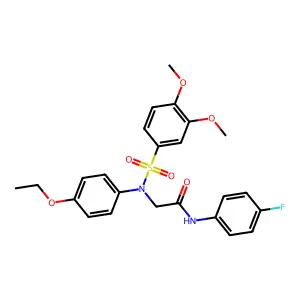 2-(N-(3,4-dimethoxyphenyl)sulfonyl-4-ethoxyanilino)-N-(4-fluorophenyl)acetamide structure