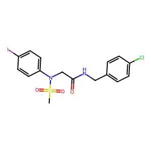 N-[(4-chlorophenyl)methyl]-2-(4-iodo-N-methylsulfonylanilino)acetamide structure