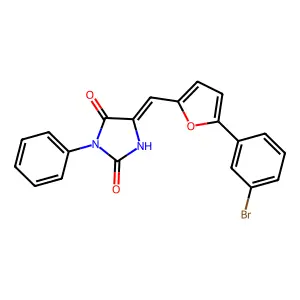 (5E)-5-[[5-(3-bromophenyl)furan-2-yl]methylidene]-3-phenylimidazolidine-2,4-dione structure