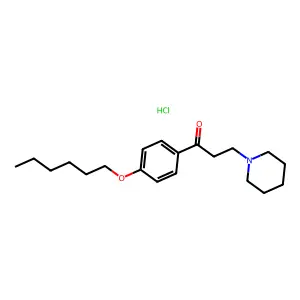 Propiophenone, 4'-hexyloxy-3-piperidino-, hydrochloride structure