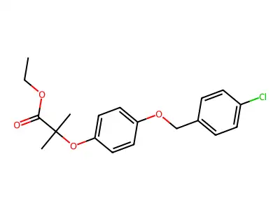 Propanoic acid, 2-(4-((4-chlorophenyl)methoxy)phenoxy)-2-methyl-, ethyl ester structure
