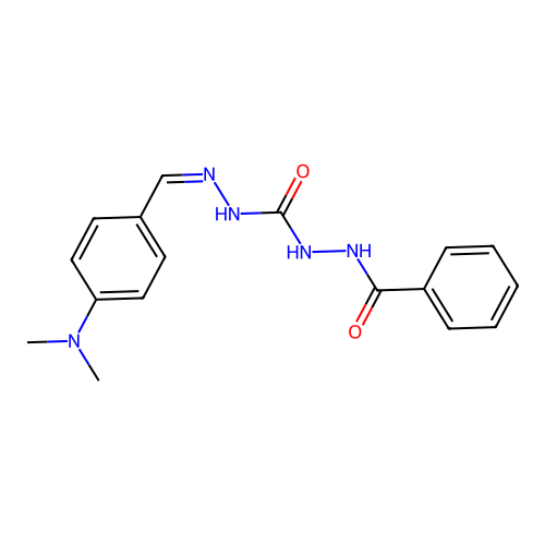 1-benzamido-3-[(Z)-[4-(dimethylamino)phenyl]methylideneamino]urea structure
