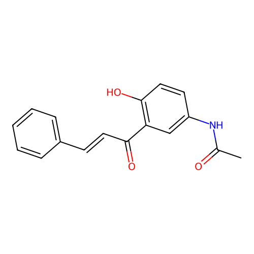 N-{4-hydroxy-3-[(2E)-3-phenylprop-2-enoyl]phenyl}acetamide structure