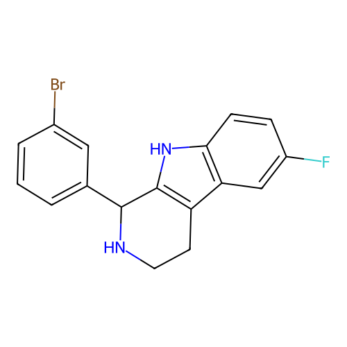 1-(3-bromophenyl)-6-fluoro-2,3,4,9-tetrahydro-1H-pyrido[3,4-b]indole structure