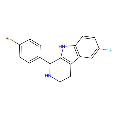 1-(4-bromophenyl)-6-fluoro-2,3,4,9-tetrahydro-1H-pyrido[3,4-b]indole structure