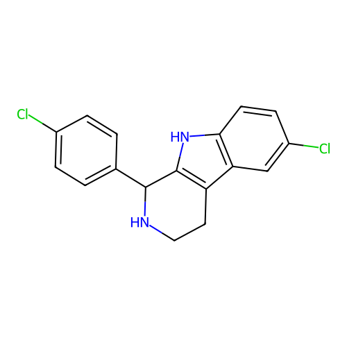 6-chloro-1-(4-chlorophenyl)-2,3,4,9-tetrahydro-1H-pyrido[3,4-b]indole structure