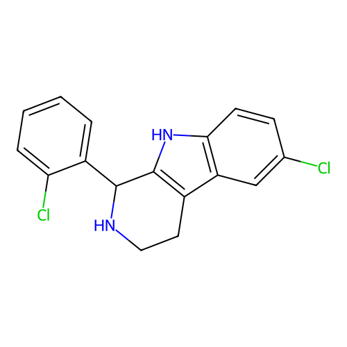 6-chloro-1-(2-chlorophenyl)-2,3,4,9-tetrahydro-1H-pyrido[3,4-b]indole structure