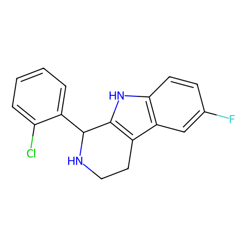 1-(2-chlorophenyl)-6-fluoro-2,3,4,9-tetrahydro-1H-pyrido[3,4-b]indole structure