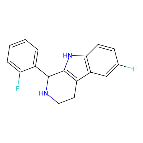 6-fluoro-1-(2-fluorophenyl)-2,3,4,9-tetrahydro-1H-pyrido[3,4-b]indole structure