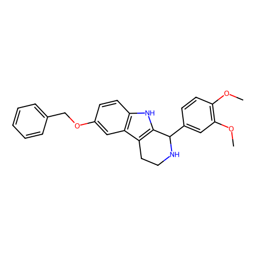 6-(benzyloxy)-1-(3,4-dimethoxyphenyl)-2,3,4,9-tetrahydro-1H-beta-carboline structure