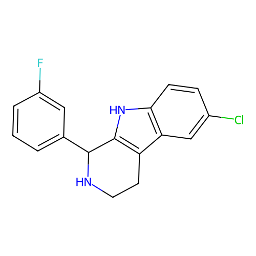 6-chloro-1-(3-fluorophenyl)-2,3,4,9-tetrahydro-1H-pyrido[3,4-b]indole structure