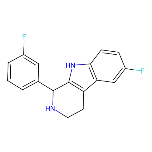 6-fluoro-1-(3-fluorophenyl)-2,3,4,9-tetrahydro-1H-pyrido[3,4-b]indole structure