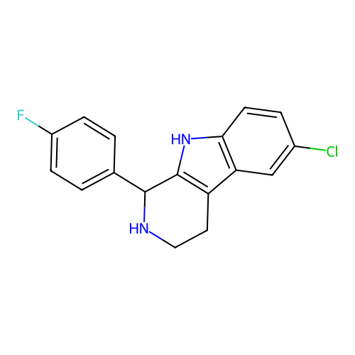 6-chloro-1-(4-fluorophenyl)-2,3,4,9-tetrahydro-1H-pyrido[3,4-b]indole structure