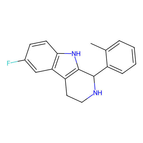 6-fluoro-1-(2-methylphenyl)-2,3,4,9-tetrahydro-1H-pyrido[3,4-b]indole structure