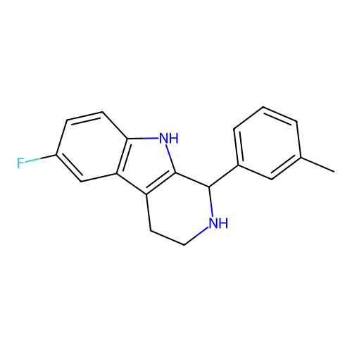 6-fluoro-1-(3-methylphenyl)-2,3,4,9-tetrahydro-1H-pyrido[3,4-b]indole structure