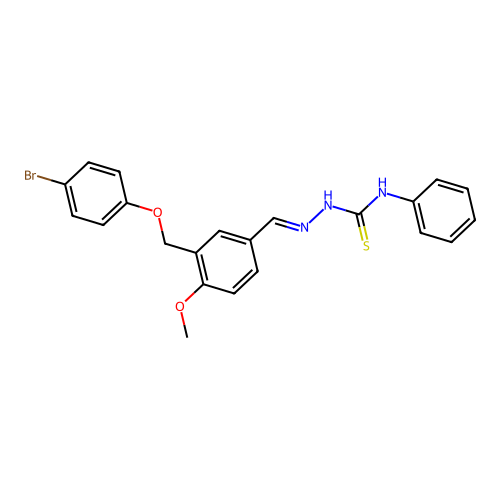 (2E)-2-{3-[(4-bromophenoxy)methyl]-4-methoxybenzylidene}-N-phenylhydrazinecarbothioamide structure
