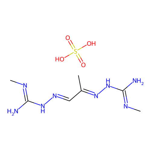 2-methyl-1-[(E)-[(1E)-1-[(N'-methylcarbamimidoyl)hydrazinylidene]propan-2-ylidene]amino]guanidine;sulfuric acid structure
