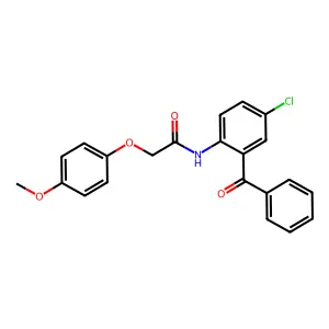 N-(2-benzoyl-4-chlorophenyl)-2-(4-methoxyphenoxy)acetamide structure