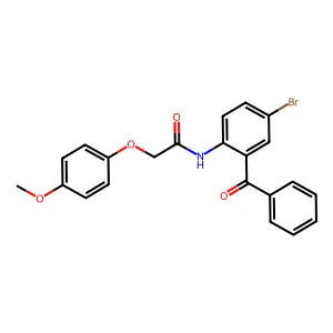 N-(2-benzoyl-4-bromophenyl)-2-(4-methoxyphenoxy)acetamide structure