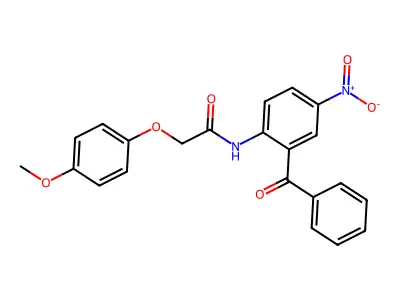 N-(2-benzoyl-4-nitrophenyl)-2-(4-methoxyphenoxy)acetamide structure