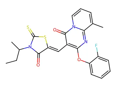 3-{[3-(Butan-2-yl)-4-oxo-2-sulfanylidene-1,3-thiazolidin-5-ylidene]methyl}-2-(2-fluorophenoxy)-9-methyl-4H-pyrido[1,2-a]pyrimidin-4-one structure