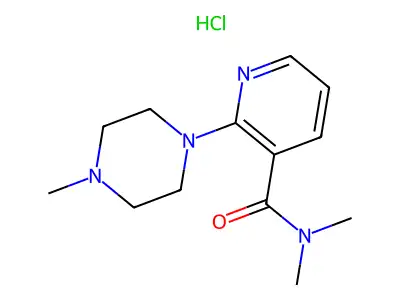 3-Pyridinecarboxamide, N,N-dimethyl-2-(4-methyl-1-piperazinyl)-, monohydrochloride structure