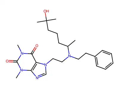 7-(2-(N-(1,5-Dimethyl-5-hydroxyhexyl)phenethylamino)ethyl)theophylline structure