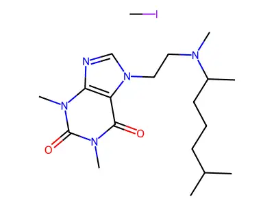 7-(2-((1,5-Dimethylhexyl)methylamino)ethyl)theophylline compd. with methiodide structure