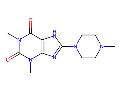 1H-Purine-2,6-dione, 3,7-dihydro-1,3-dimethyl-8-(4-methyl-1-piperazinyl)- structure